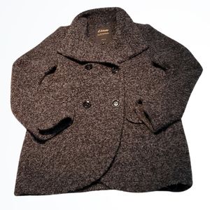 Etam Paris Dark Grey Black Wool Blend Double Breasted Button Up Pea Coat Size M